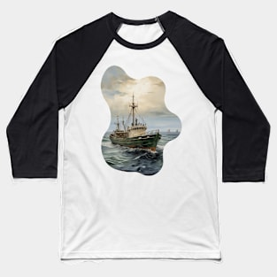 Impasto Seascape in Light Indigo Baseball T-Shirt